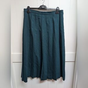 KGR 100% Wool Midi Pleated Skirt in Deep Teal